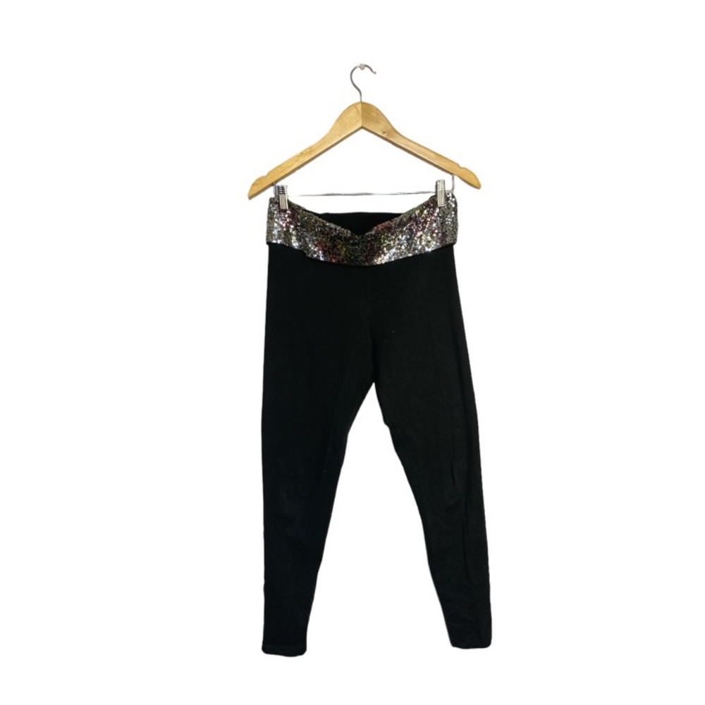 PINK Victoria’s Secret Bling Band Black Leggings Size Large